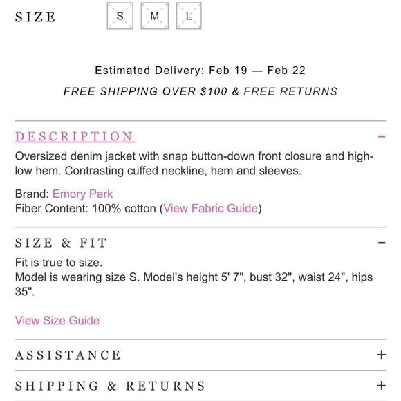 Emory Park size medium VINTAGE oversized denim jacket with front snap closure - Picture 15 of 15